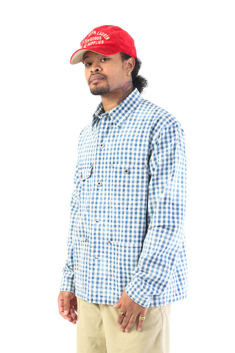 Long sleeve sport shirt Indigo/white