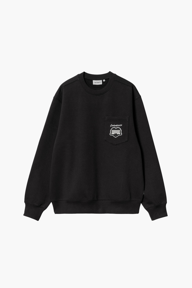 Heart train pocket sweat Black