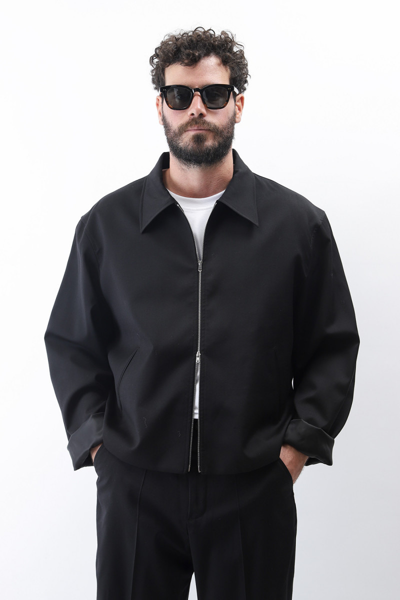 Mini jacket Black worsted wool