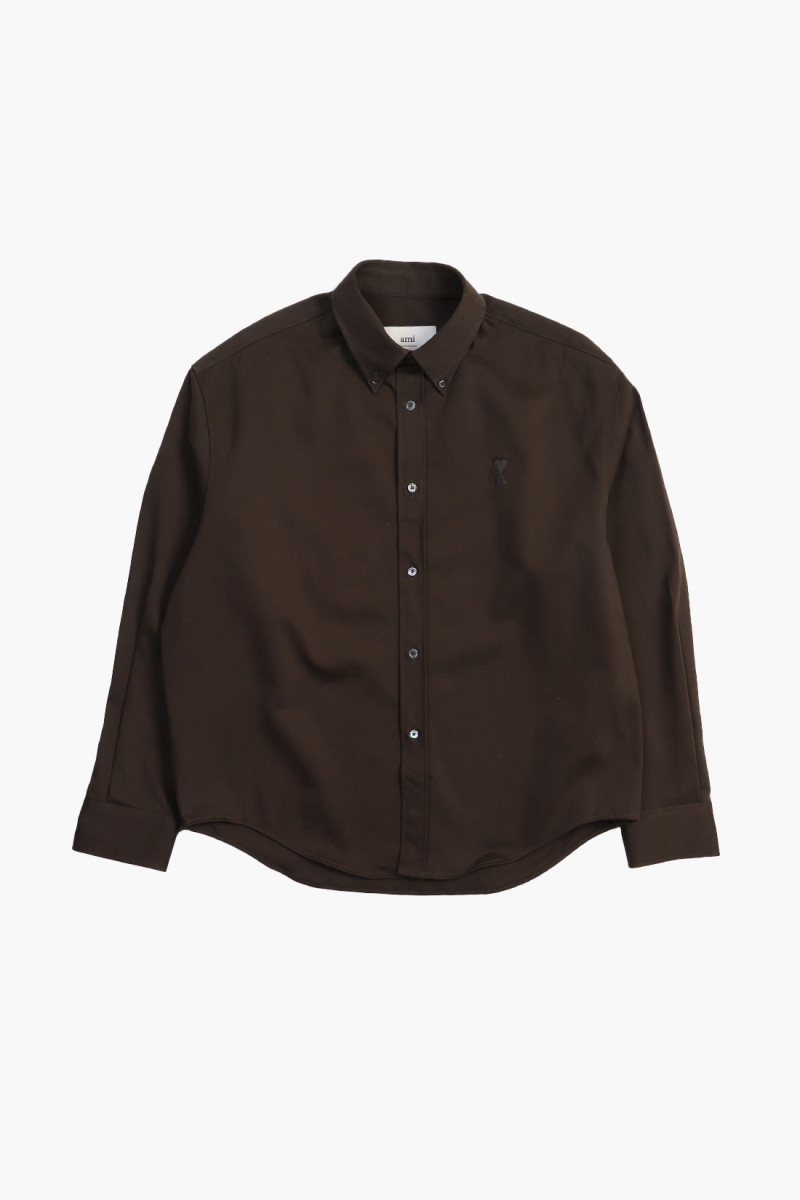 Boxy fit shirt Dark coffee