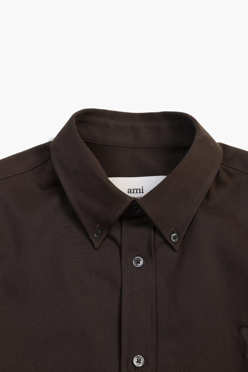 Boxy fit shirt Dark coffee