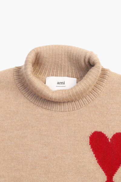 Ami Pull col cheminee adc Camel/red - GRADUATE STORE