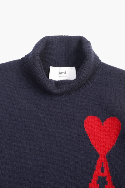 Ami Pull col cheminee adc Navy/red - GRADUATE STORE