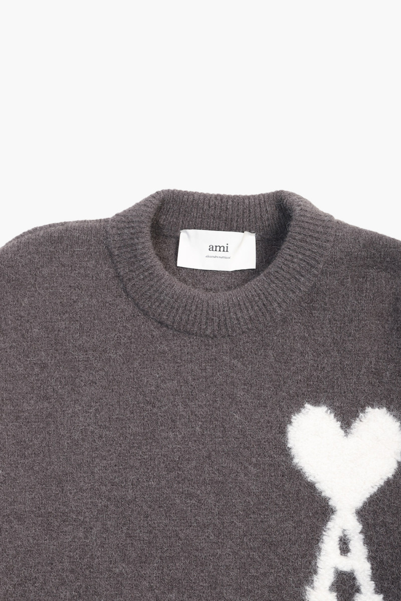 Pull col rond ami de coeur Dark grey