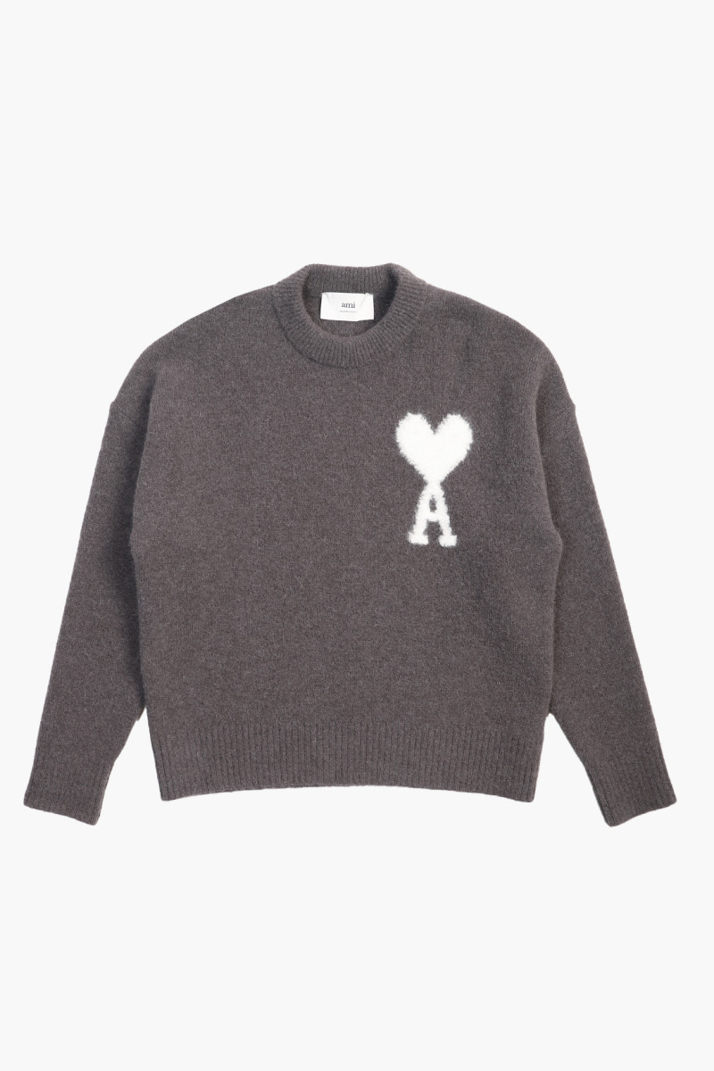 Pull col rond ami de coeur Dark grey