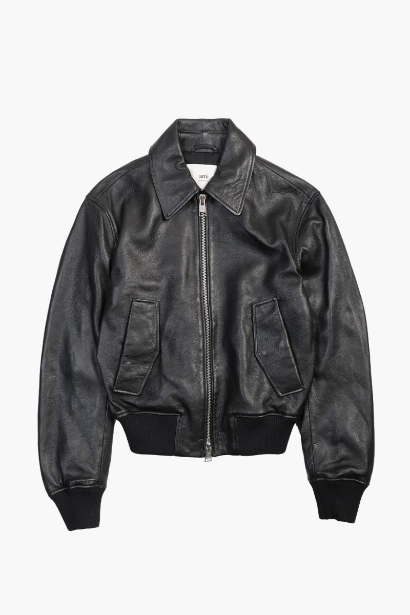 Veste zippee en cuir Black