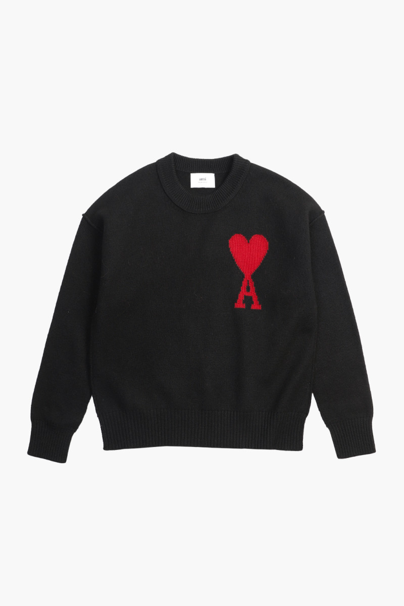 Pull col rond ami de coeur Black/red