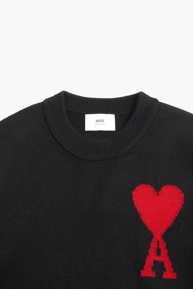 Pull col rond ami de coeur Black/red