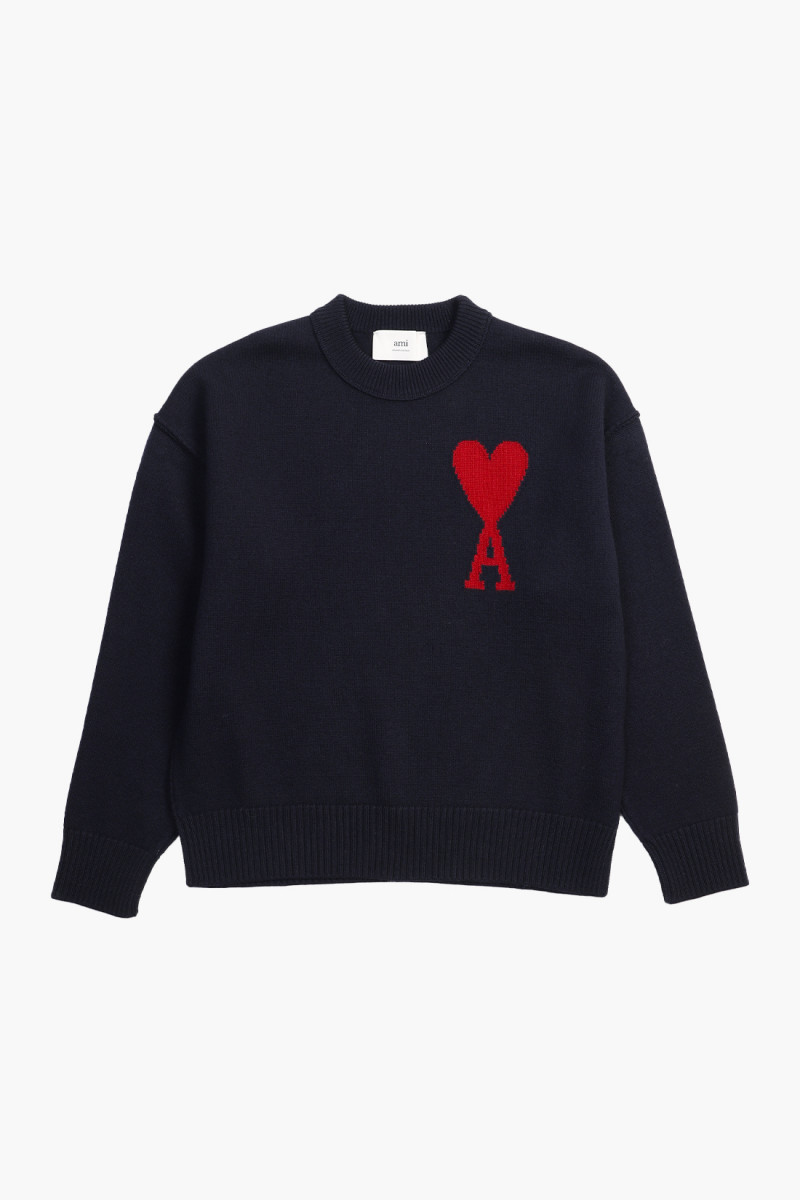 Pull col rond ami de coeur Navy/red