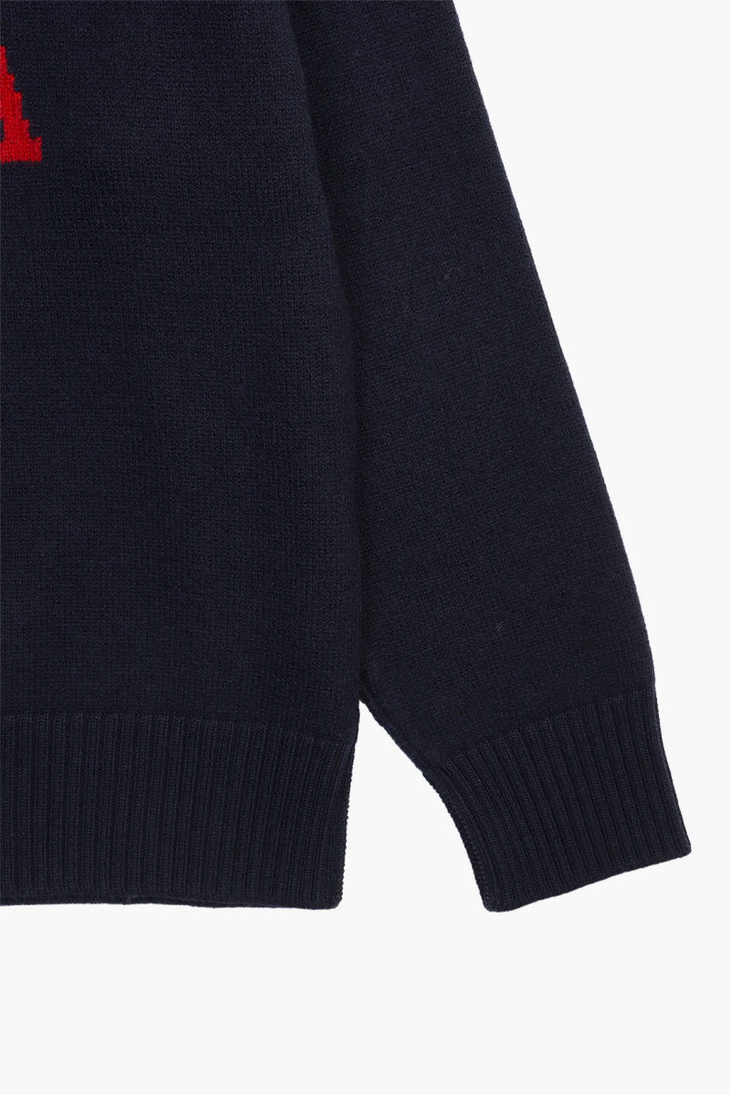 Pull col rond ami de coeur Navy/red