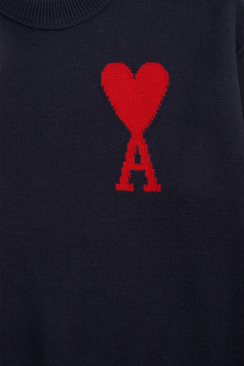 Pull col rond ami de coeur Navy/red