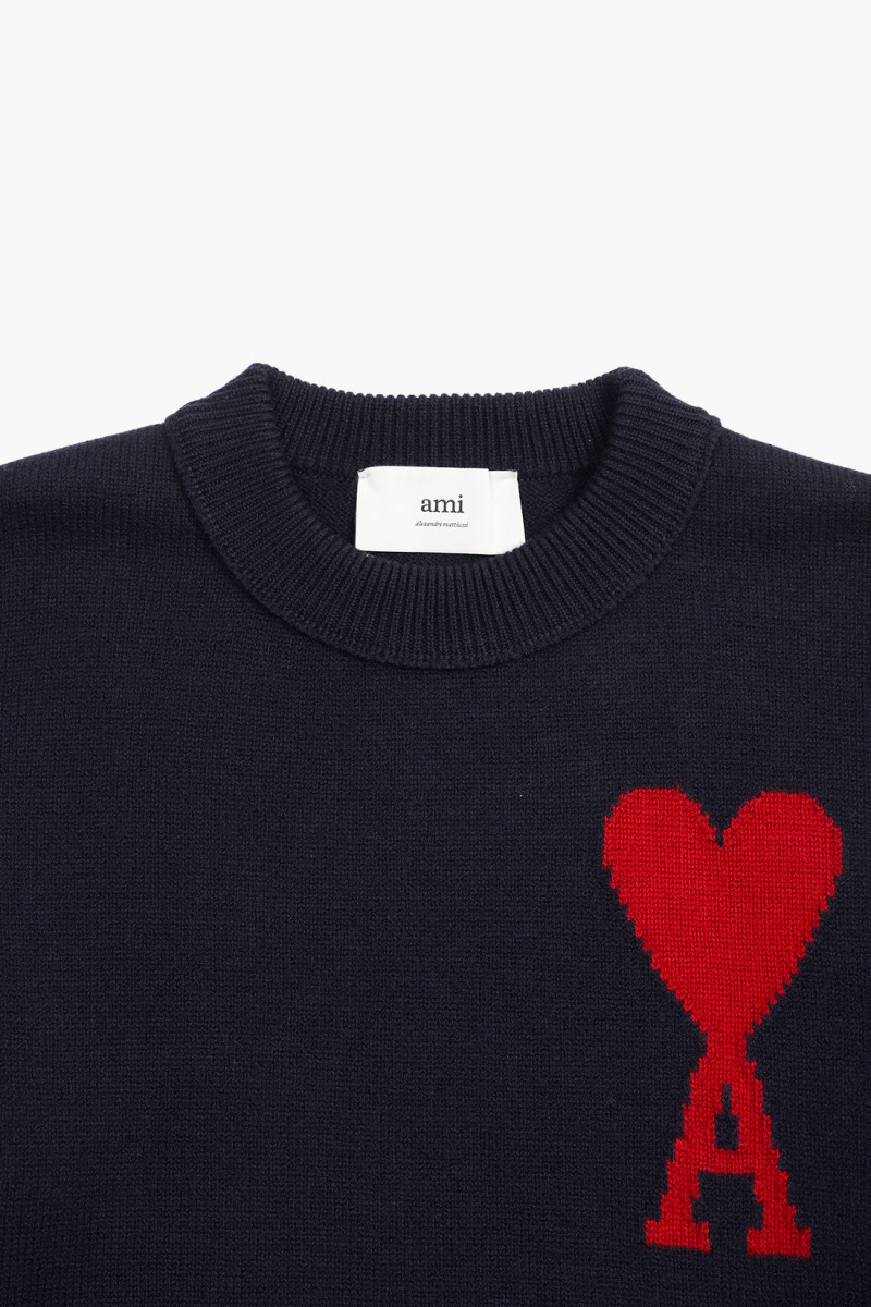 Pull col rond ami de coeur Navy/red