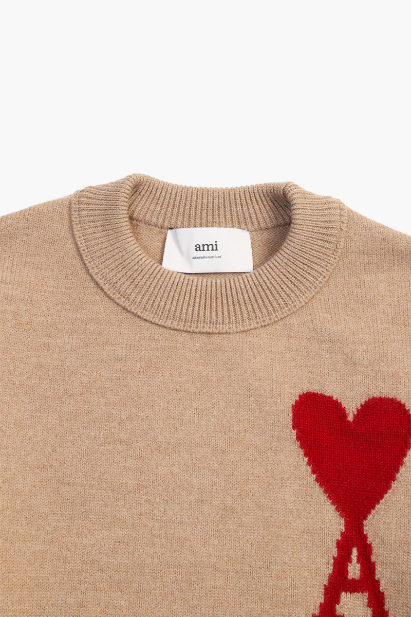 Pull col rond ami de coeur Camel/red