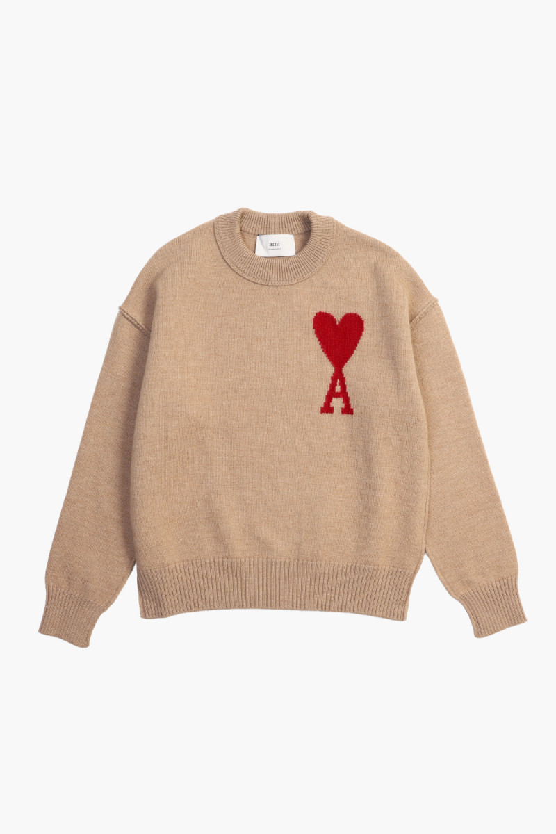 Pull col rond ami de coeur Camel/red