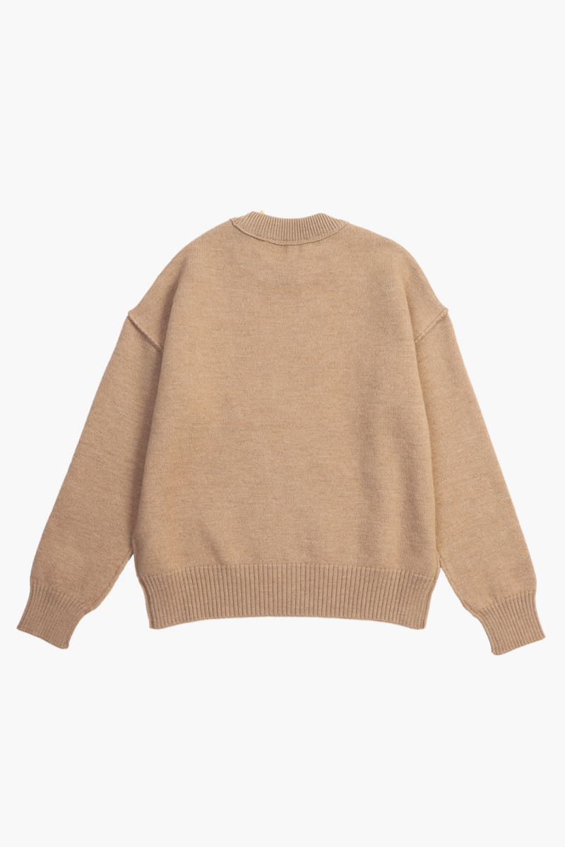 Pull col rond ami de coeur Camel/red