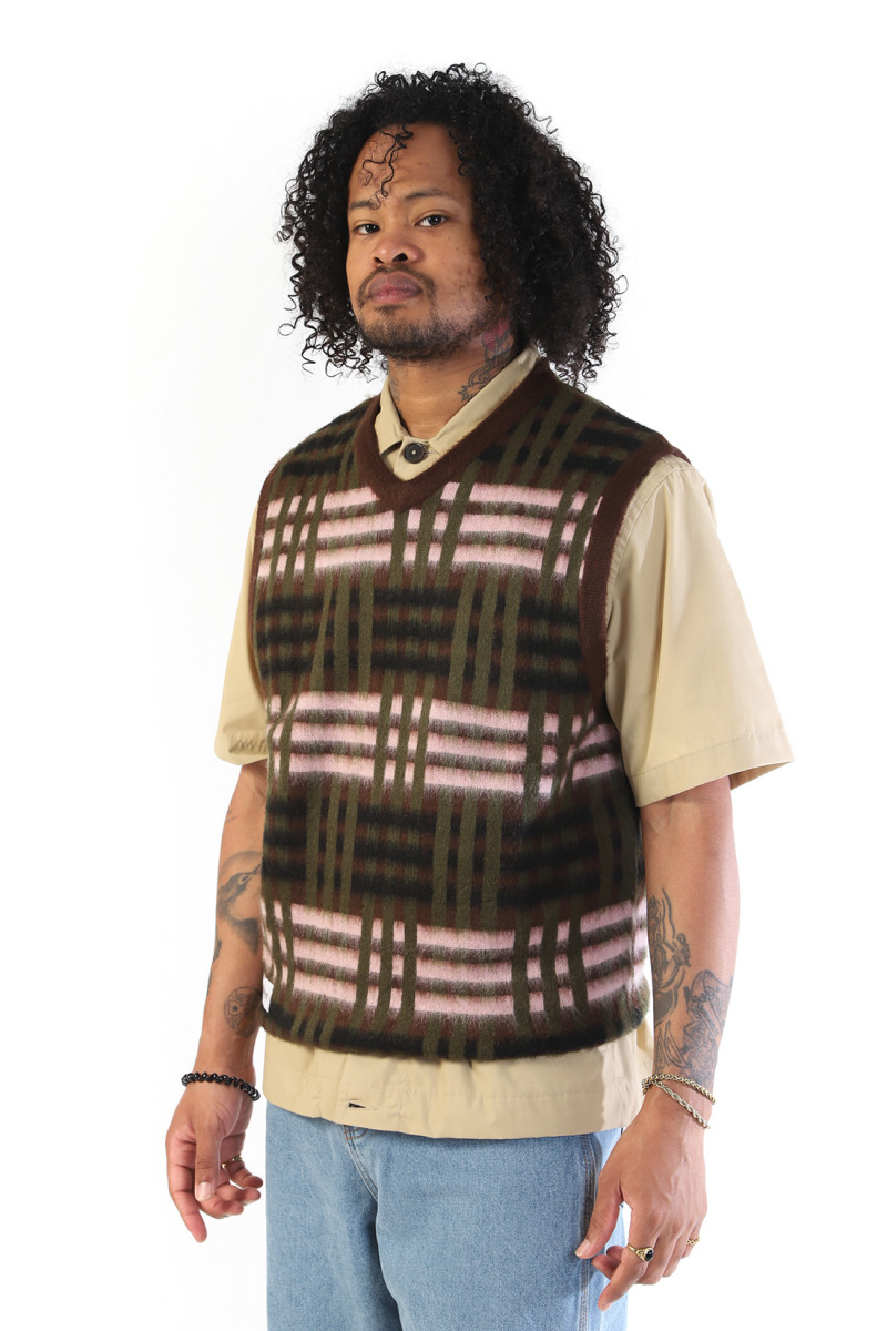 Weave knitted vest Chestnut