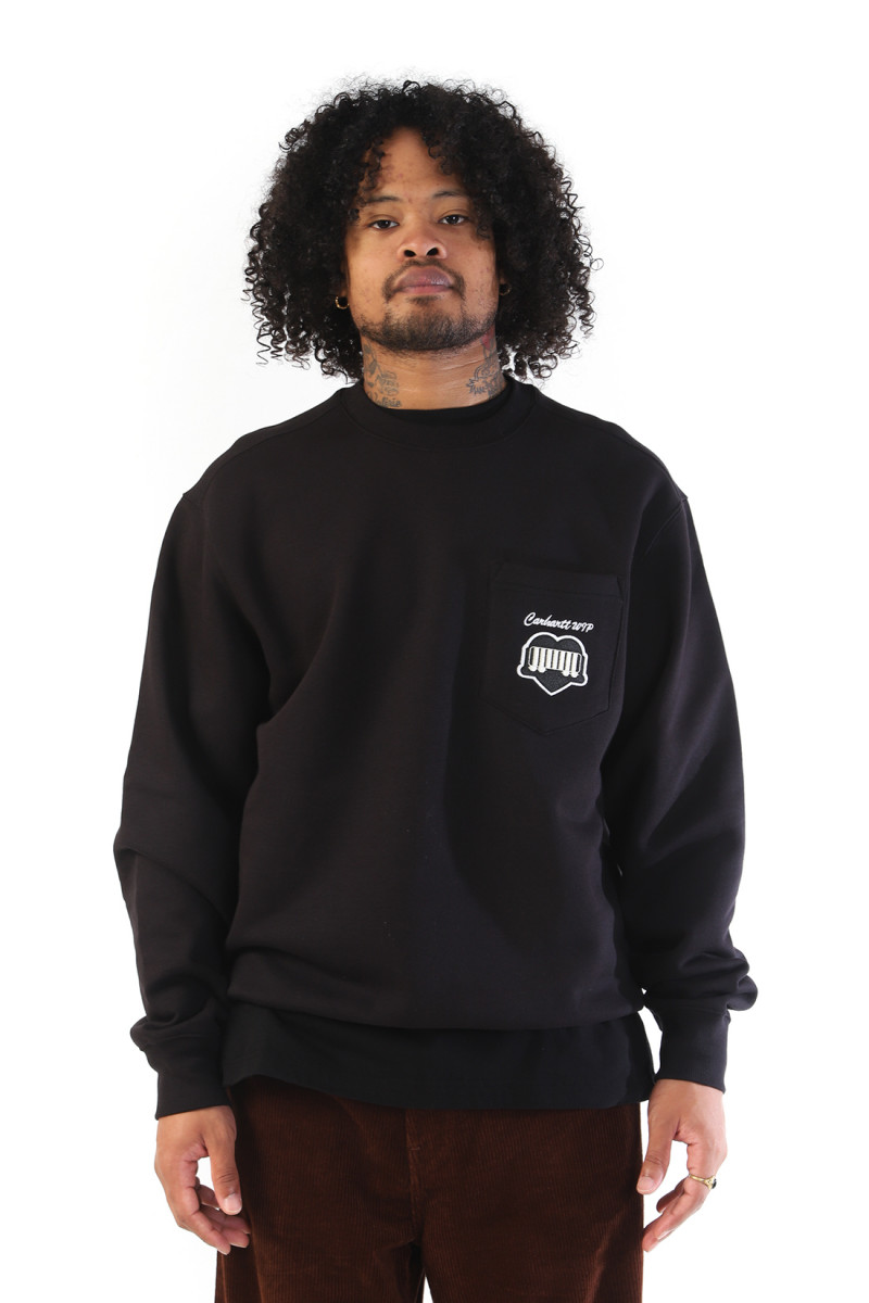 Heart train pocket sweat Black