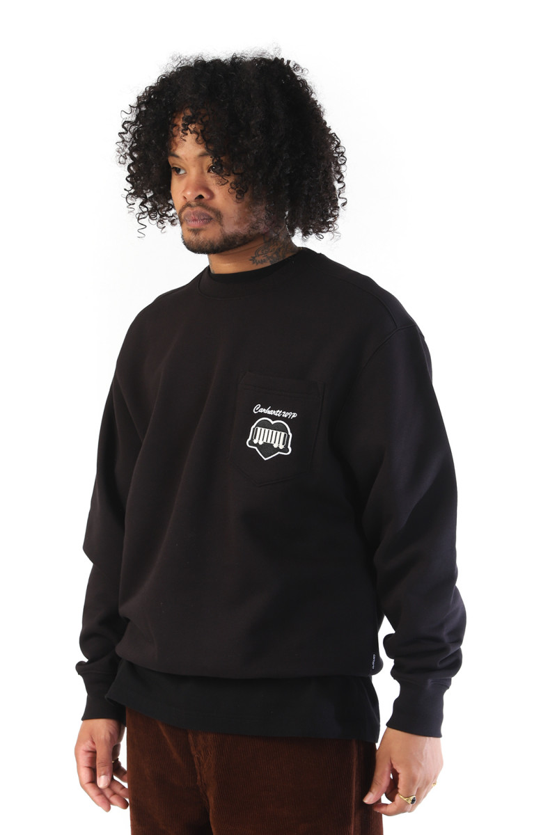 Heart train pocket sweat Black