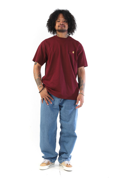 S/s american script tee Malbec