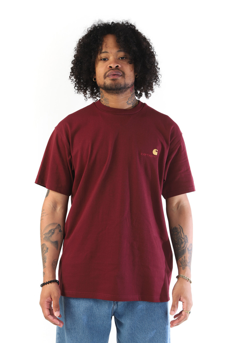 S/s american script tee Malbec