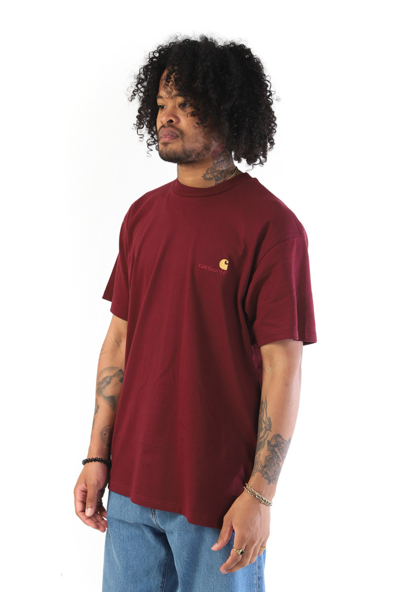 S/s american script tee Malbec