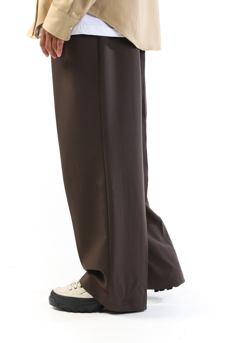 Pantalon large fit wool Dark coffee