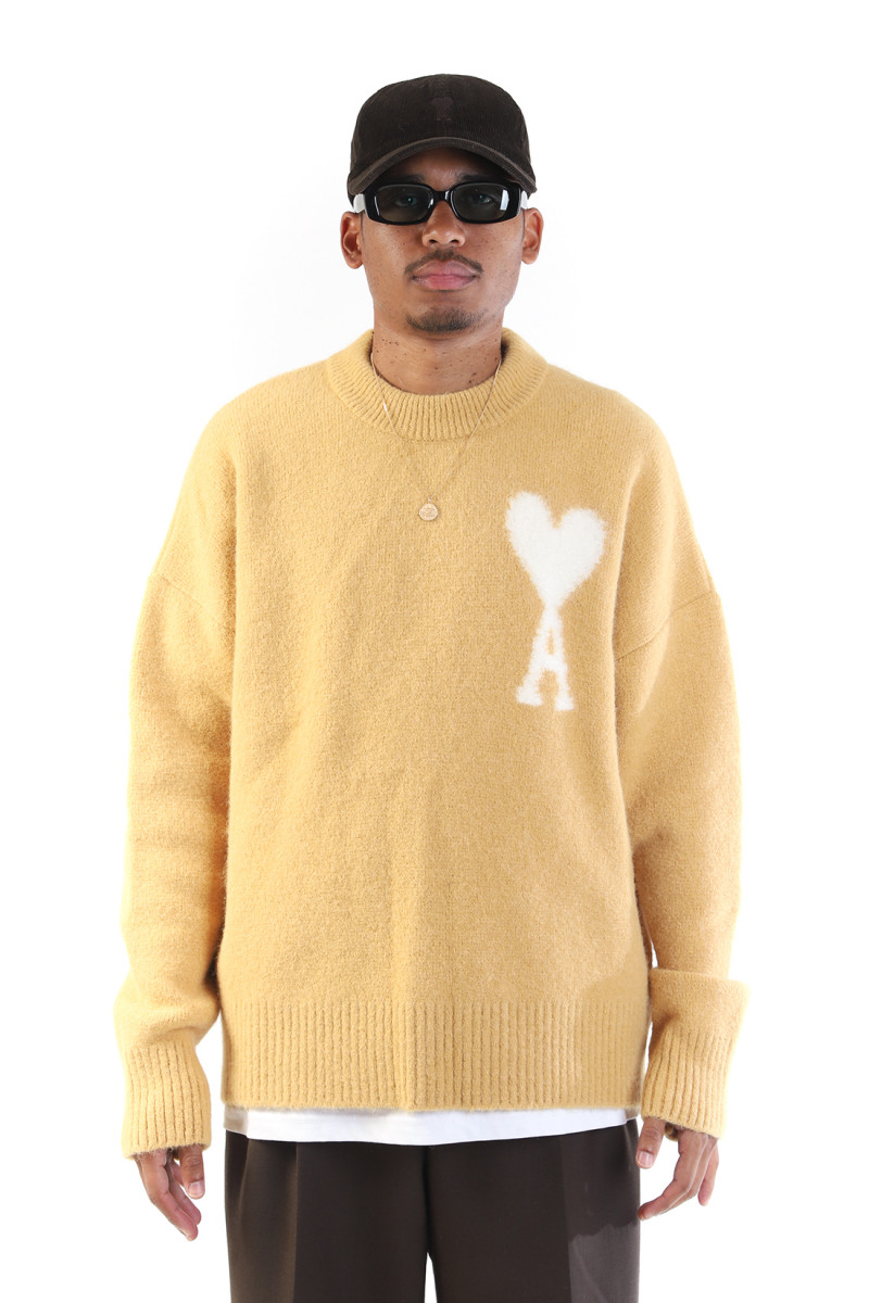 Pull col rond adc ecru Mustard