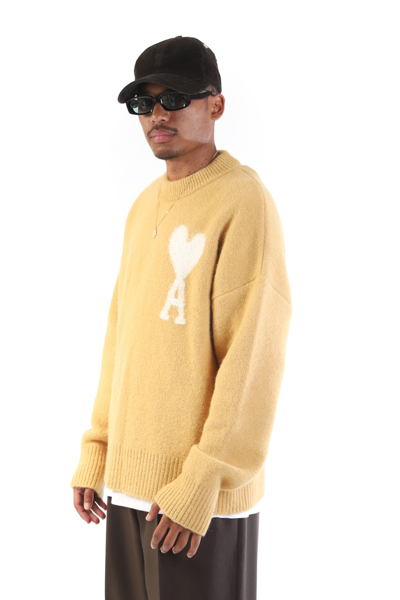 Pull col rond adc ecru Mustard