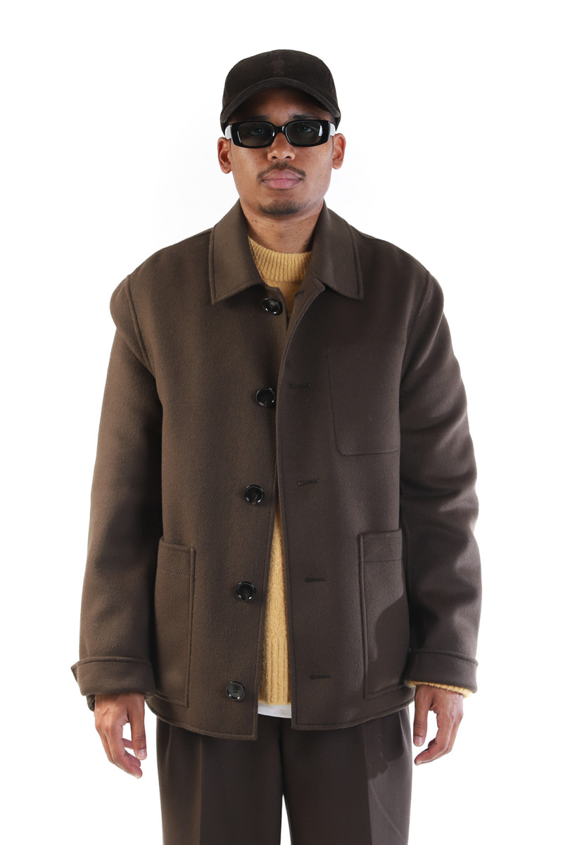 Blouson boxy boutonne Dark coffee