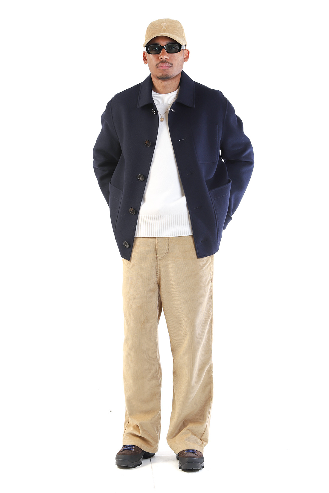 Blouson boxy boutonne Navy blue