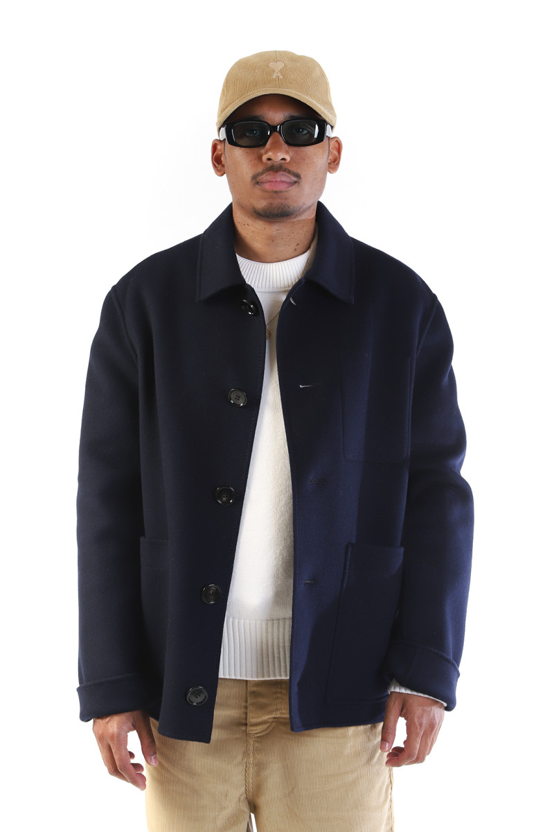 Blouson boxy boutonne Navy blue