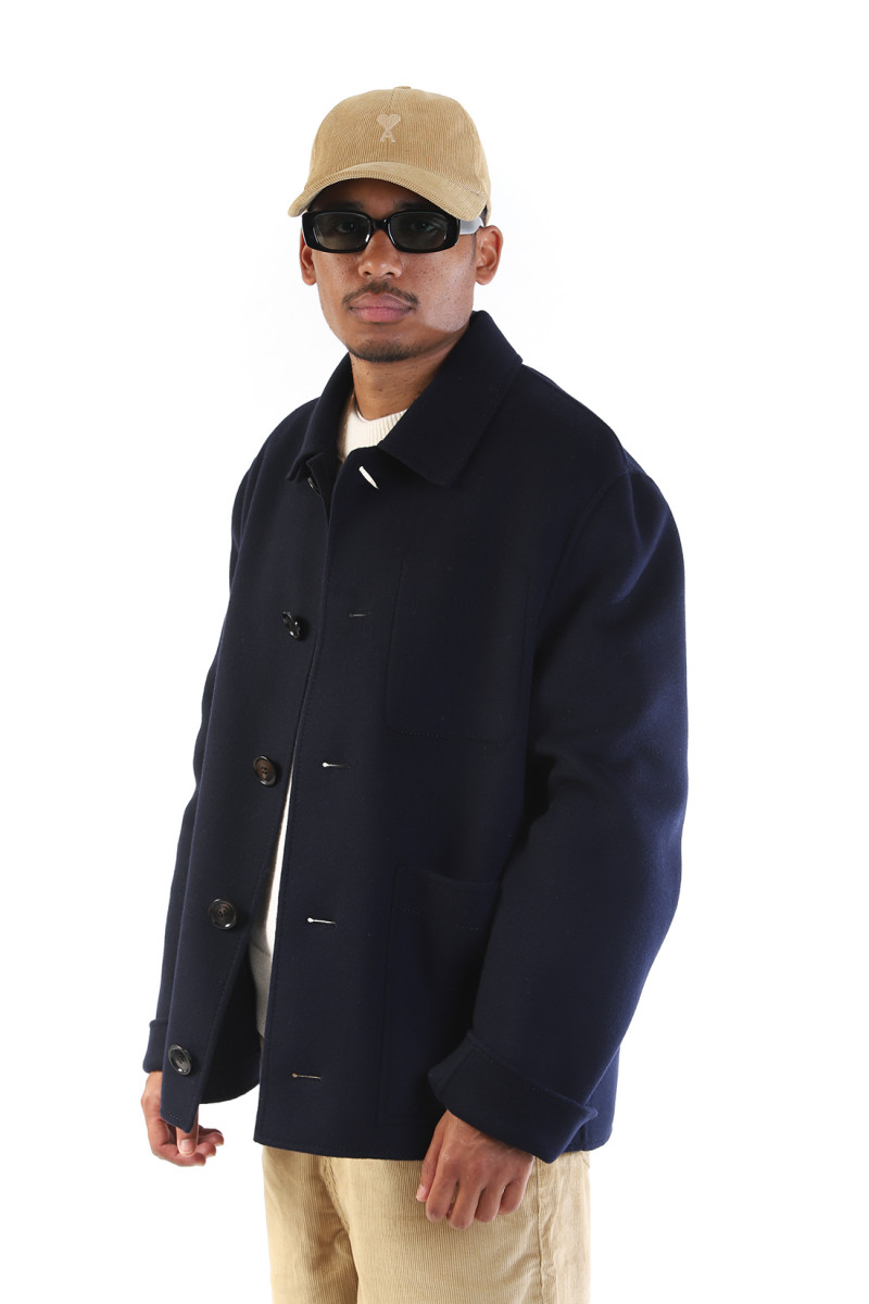 Blouson boxy boutonne Navy blue