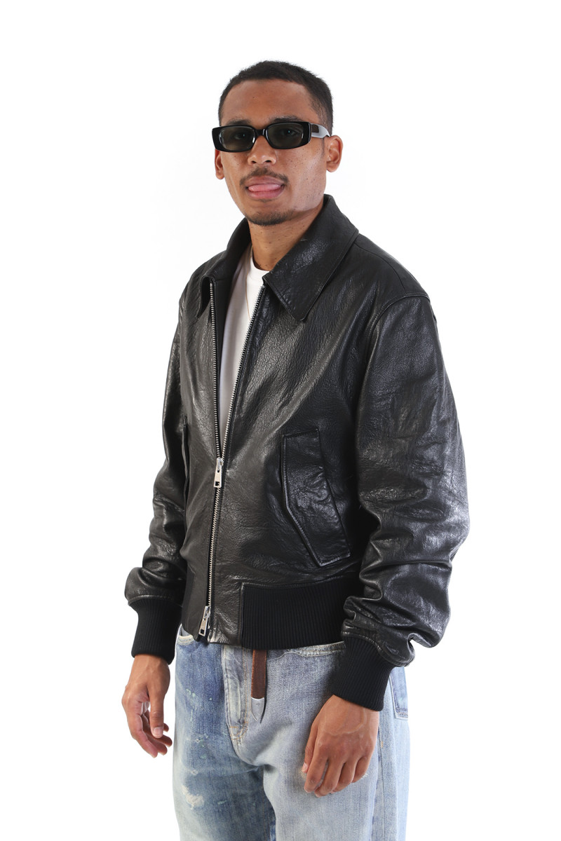 Veste zippee en cuir Black