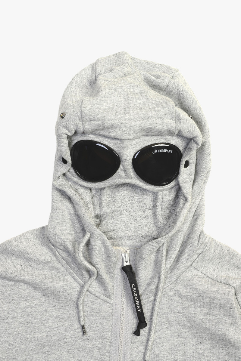 Diagonal goggle zip hoodie Greystone melange