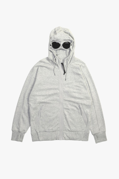 Cp company Diagonal goggle zip hoodie Greystone melange - GRADUATE ...