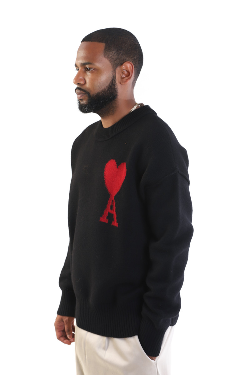 Pull col rond ami de coeur Black/red