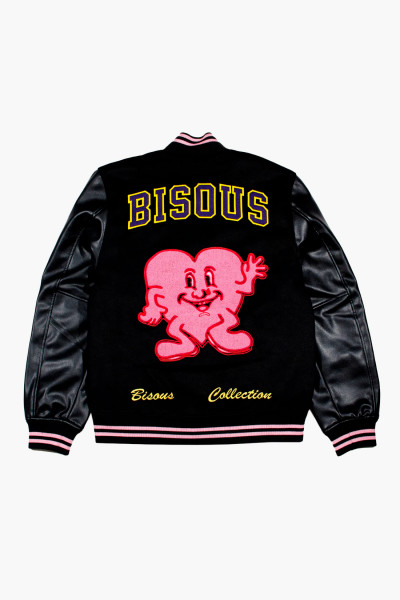 Bisous skateboards Varsity jacket Black - GRADUATE STORE