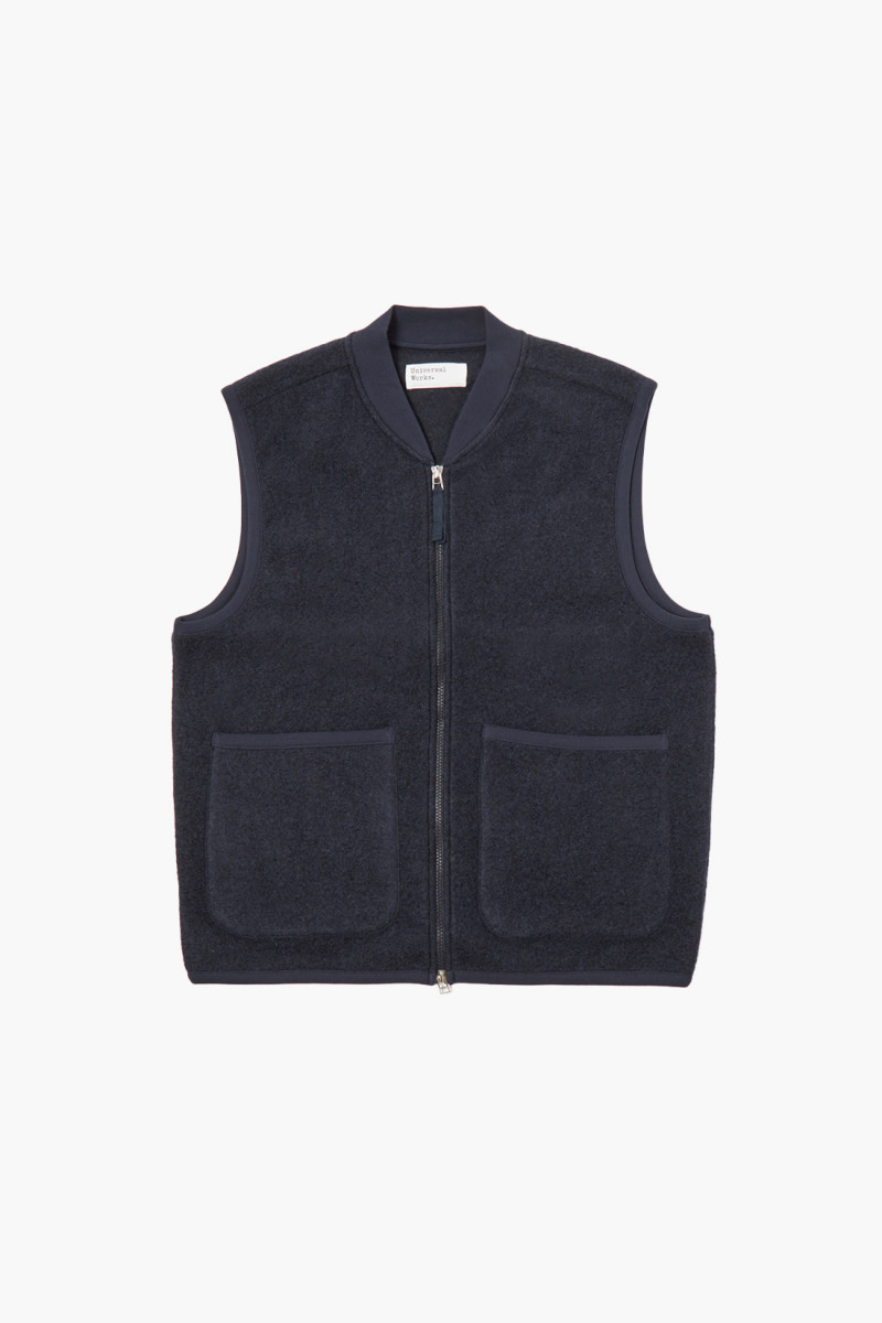 Zip waistcoat wool fleece Navy