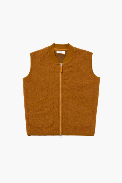 Universal works Zip waistcoat wool fleece Mustard - GRADUATE STORE