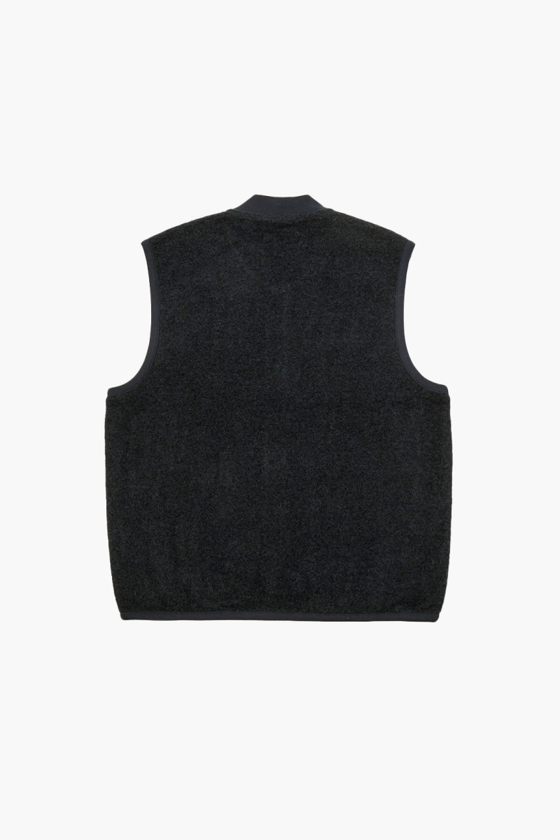 Zip waistcoat wool fleece Black