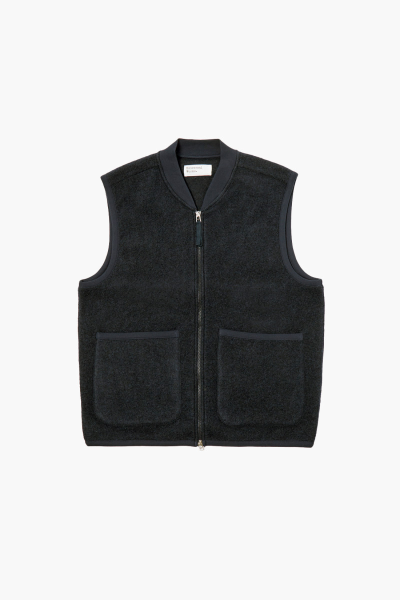 Zip waistcoat wool fleece Black