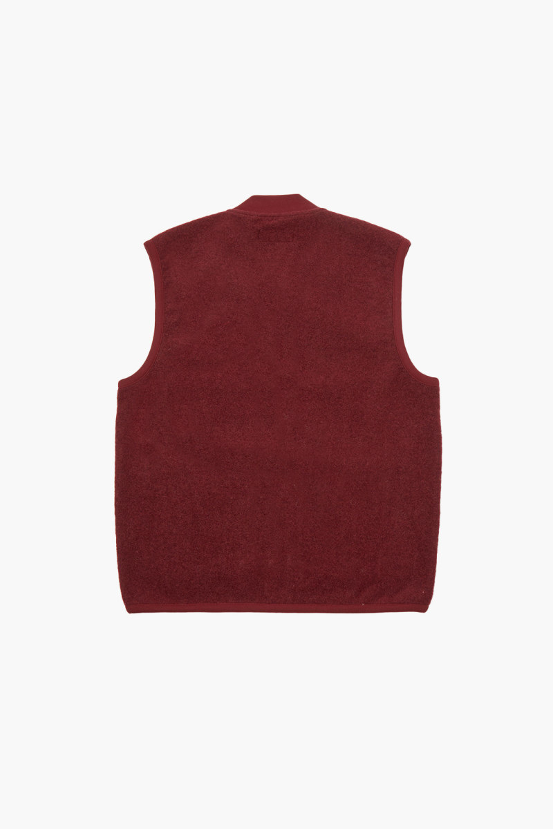 Zip waistcoat wool fleece Deep red