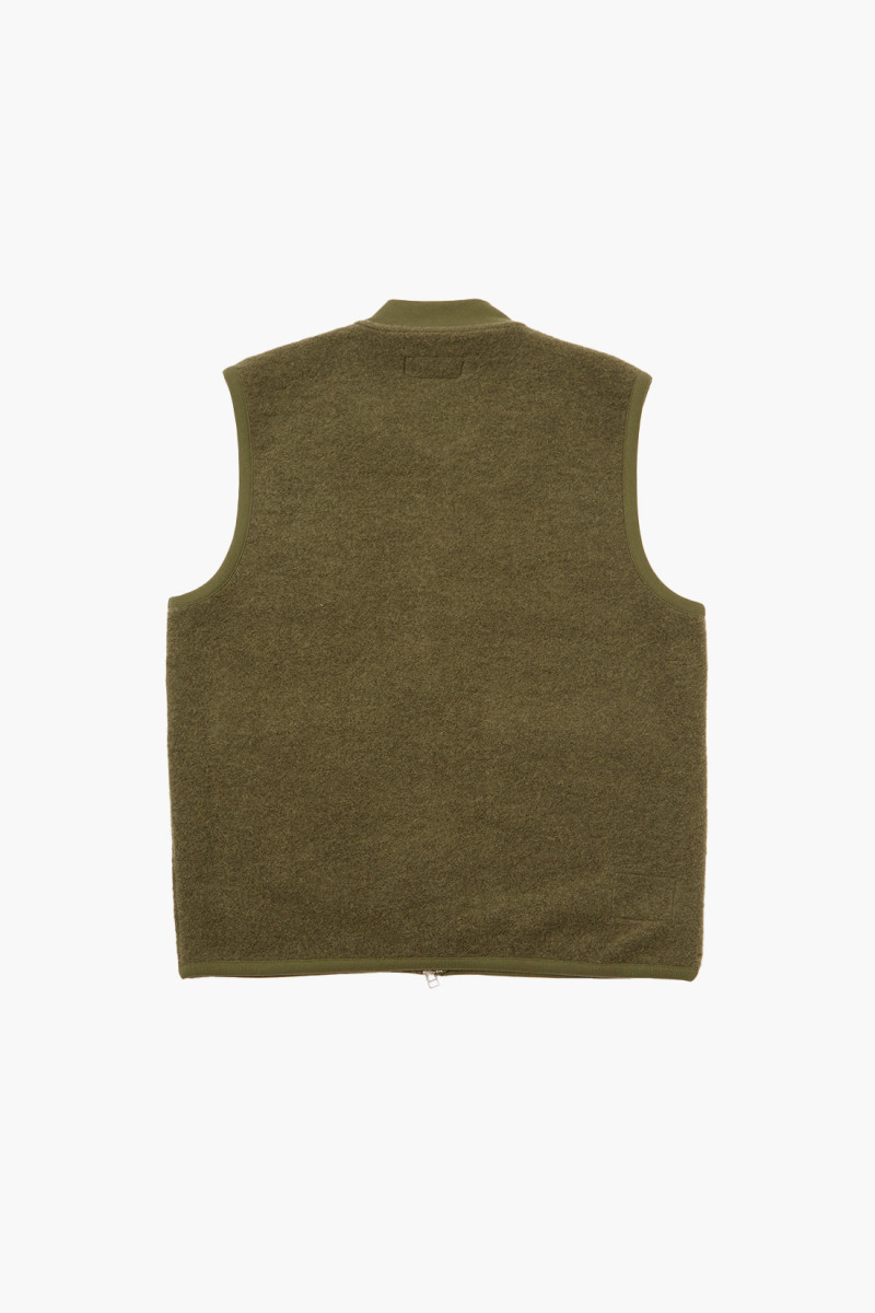 Zip waistcoat wool fleece Olive