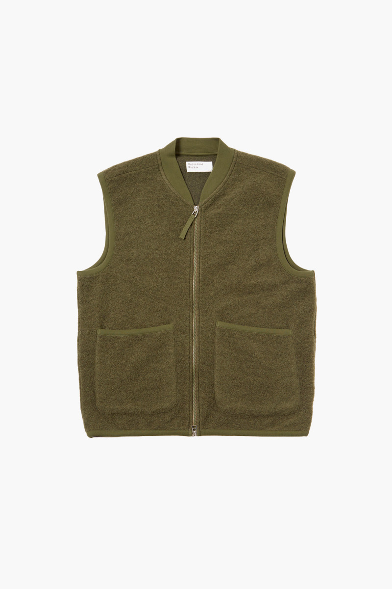 Zip waistcoat wool fleece Olive