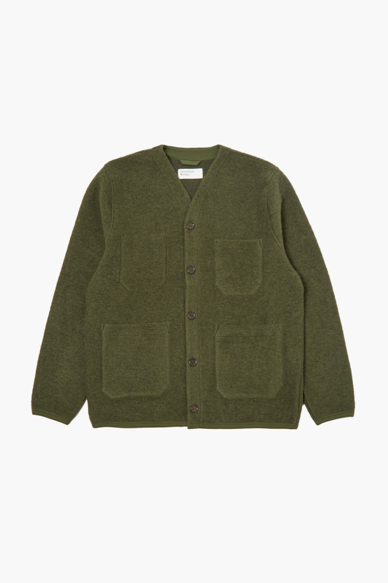 Cardigan wool fleece Olive