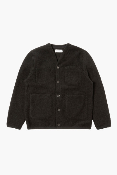 Universal works Cardigan wool fleece Black - GRADUATE STORE