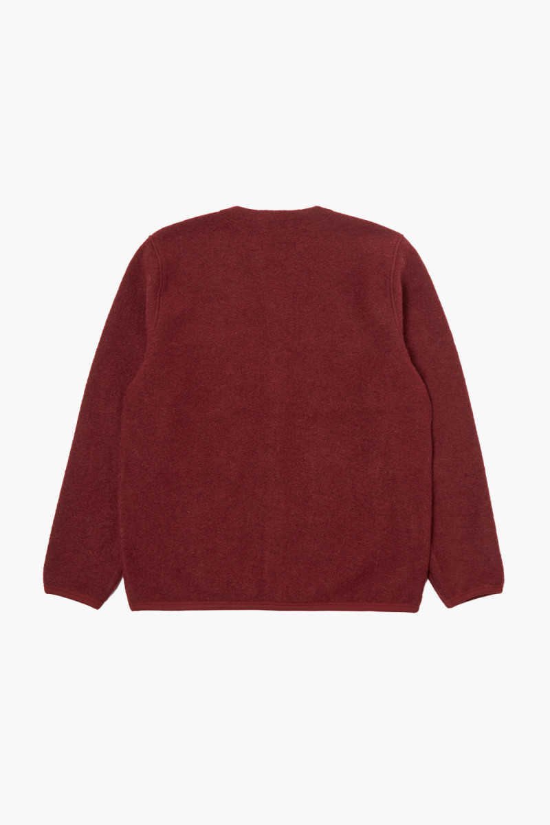 Cardigan wool fleece Deep red