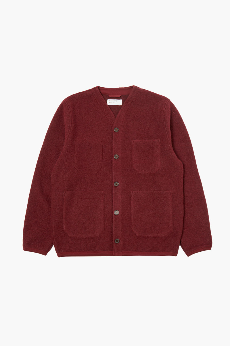 Cardigan wool fleece Deep red