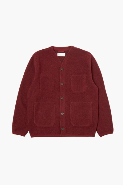 Universal works Cardigan wool fleece Deep red - GRADUATE STORE