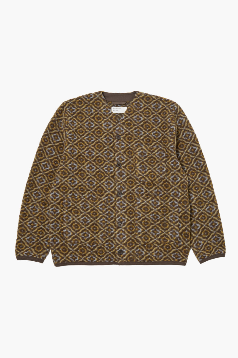 Cardigan geometric fleece Brown